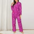 thumbnail image 3 of Kll Rose Red Glitter Print Women'S Long Sleeve Pajamas With Pants Sleepwear Loungewear 2 Set-X-Large, 3 of 9