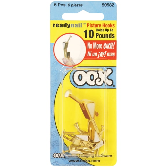 Ook ReadyNail Picture Hangers, 10 lbs., 6/Pkg.