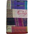 thumbnail image 3 of ColorFull House Handcrafted Silk Patola Kantha Quilt – Reversible, Lightweight Throw Blanket with Traditional Double Ikat Weave and Embroidery Size - ( Double 90" x 108" ), 3 of 5