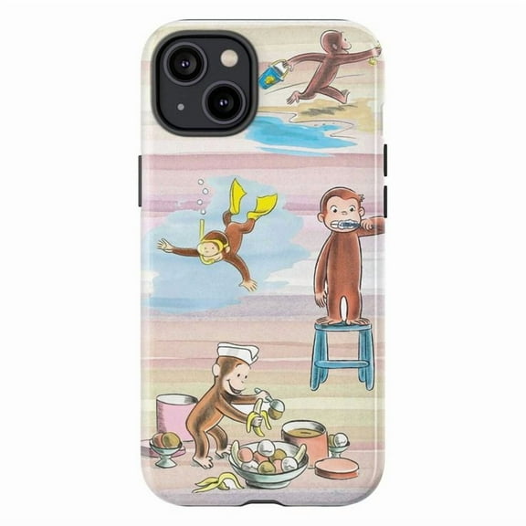 Cute Curious Monkey Adventures Phone Case, Phone Cover for iPhone 11 12 13 14 15 16 Pro Max Plus Mini
