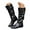 Black, variant on Wide Calf Slouchy Boots for Women Round Toe Mid Calf Flat Fall Winter Booties Trendy Buckle Strap Motorcycle Riding Long Boots