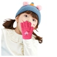 thumbnail image 3 of Dyfzdhu Children Baby Boys Girls Winter Warm Skiing Gloves Kids Cartoon Fleece Knitted Full Finger Mittens Gloves Hot Pink, 3 of 4