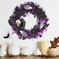 thumbnail image 4 of Halloween Wreaths for Front Door, Lighted Door Wreath Fall Wreath with Purple Lights and Black Roses Bows for Home Wall Window Party Decor, 4 of 5