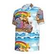 thumbnail image 3 of Daiia Rainbow Animals on Noah's Ark Pattern Men’s Polo Shirts,Solid Deck Shirt,Classic Fit, Breathable Cotton Polo for Casual and Sport Wear-, 3 of 9