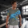 thumbnail image 3 of Wukai Fun Riding Dinosaur Print Men's Short-Sleeved Mesh T-Shirt,Quick-Dry Short Sleeve Workout T-Shirt-Medium, 3 of 8