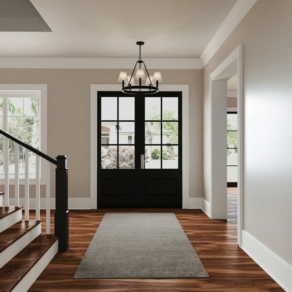 Atlas Lighting and Home 5-Light Ceiling Chandelier with Tapered Shade - 24.5" - Matte Black