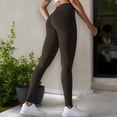 thumbnail image 6 of High Waist Seamless Ribbed Full Length Leggings- X Large, Khaki, 6 of 6