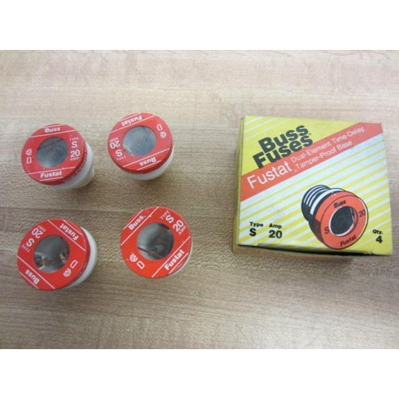 Bussmann Tamper Proof Plug Fuse Dual Element, Type S 20 Amp 125 V Industrial Strength Box / 4