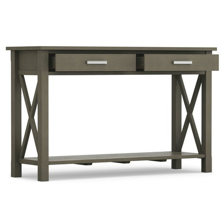 Simpli Home - Kitchener Rectangular Contemporary Wood 2-Drawer Console Table - Farmhouse Gray