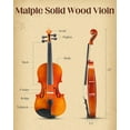 thumbnail image 2 of HarmonyStrings Violin 4/4 Full Size Set Fiddle, Acoustic Violins Complete Kit with Handcrafted Board, Starter Lightweight Hard Case for Beginners Matte, 2 of 9
