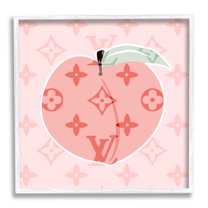 Stupell Industries Pink Patterned Peach Food & Beverage Painting White Framed Art Print Wall Art, 12 x 12