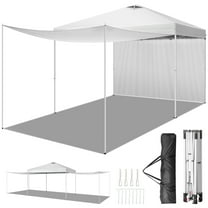 Ktaxon 10ft x 10ft Pop Up Folding Canopy Tent with 2 Sidewall Carry Bag Gazebo for Events, Parties, Camping Shelter White