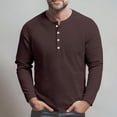 thumbnail image 6 of Men’s Waffle Long Sleeve Shirt Casual Button Down Thermal Henley Shirts Lightweight Plain Fall Tshirts Pullover Deep Red M, 6 of 9