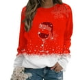 thumbnail image 2 of gakvbuo Christmas Sweater for Women Funny Christmas Sweatshirt Crewneck Xmas Print Long Sleeve Blouse Party Pullover Sweatshirt Tunic Tops Hoodless Shoulder Sweatshirt Gifts for Christmas, 2 of 4
