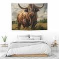 thumbnail image 3 of GOSMITH  Bull Tapestry Western Highland Cow Longhorn Farmhouse Country Cattle Wall Decor for Bedroom Cow Print Pictures Room Decor Bull Wall Art Animal Portrait Rustic Wall Hanging, 3 of 7