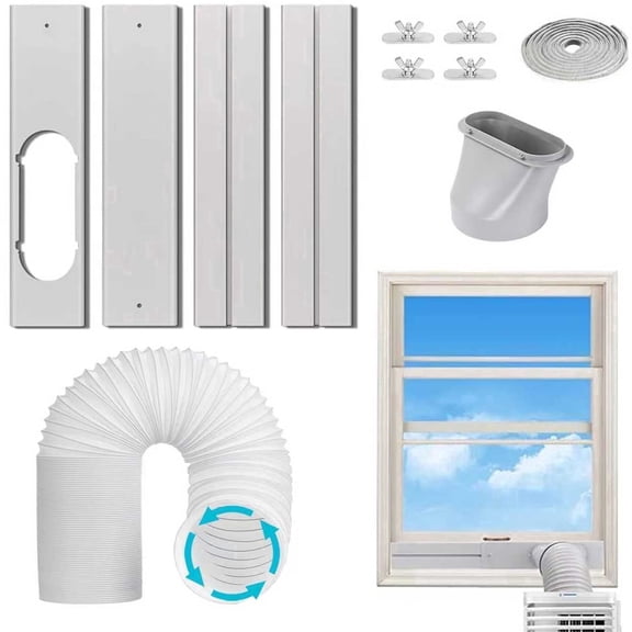 Portable Air Conditioner Window Vent Kit, Adjustable Window Seal with 5.9 inch Diameter, 59 inch Length Exhaust Hose for a/c Unit Universal for Sliding Horizontal or Vertical Window