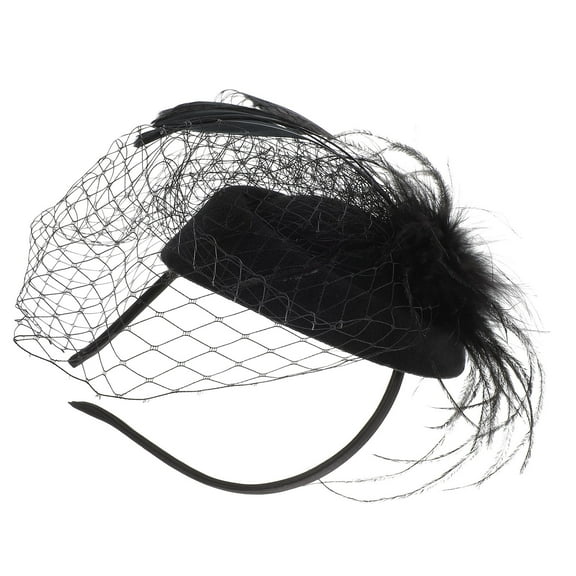 HORIALENCE Fascinator Headband Black Cloth Gauze Mesh Women Tea Party Wedding 1Pack 7.9x7.9in