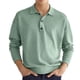 thumbnail image 3 of Hombres Casual Top Turn Down Collar Botón Frontal de Manga Larga Transpirable Hombres Casual Fit Top para el Otoño, 3 of 6