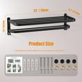 thumbnail image 2 of Bathroom Towel Rack Towel Shelf with Double Towel Bars Lavatory Wall Mount Holder with Hooks Stainless Steel Hotel Bath Rack (Matte Black 23 inches), 2 of 12
