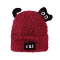 thumbnail image 4 of Bibifish Womens Black Cat Shape Fluffy Beanie Hat With Cat Patch Ear Flaps Soft Fleece Lined Cozy Warm Hat Winter Casual Wear Funny Stylish Hats, 4 of 4