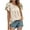 Khaki, variant on T-Shirts For Women Sevevn Women's Fashion Short Sleeves Round Neck Solid Color Loose Tops Blouse Knitted Sweater