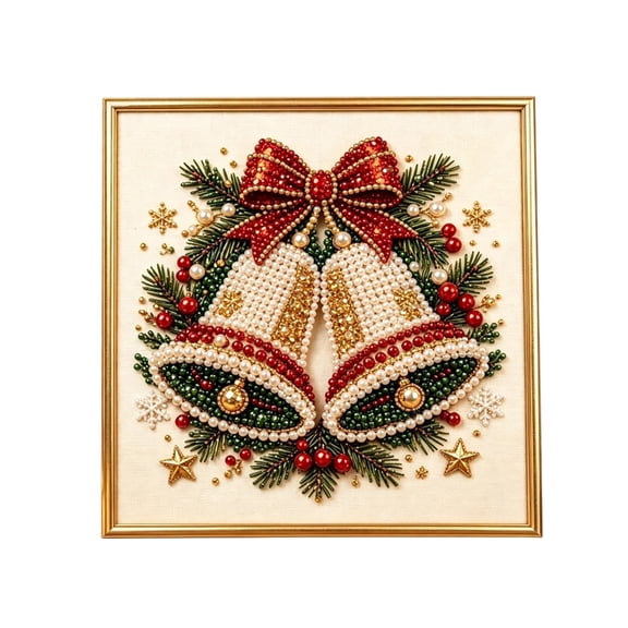 Christmas DIY Diamond Art Kit, Holiday Ornament Craft Set for Adults, Xmas Home Wall Hanging, Party Favor Supplies, Festive Decoration Making