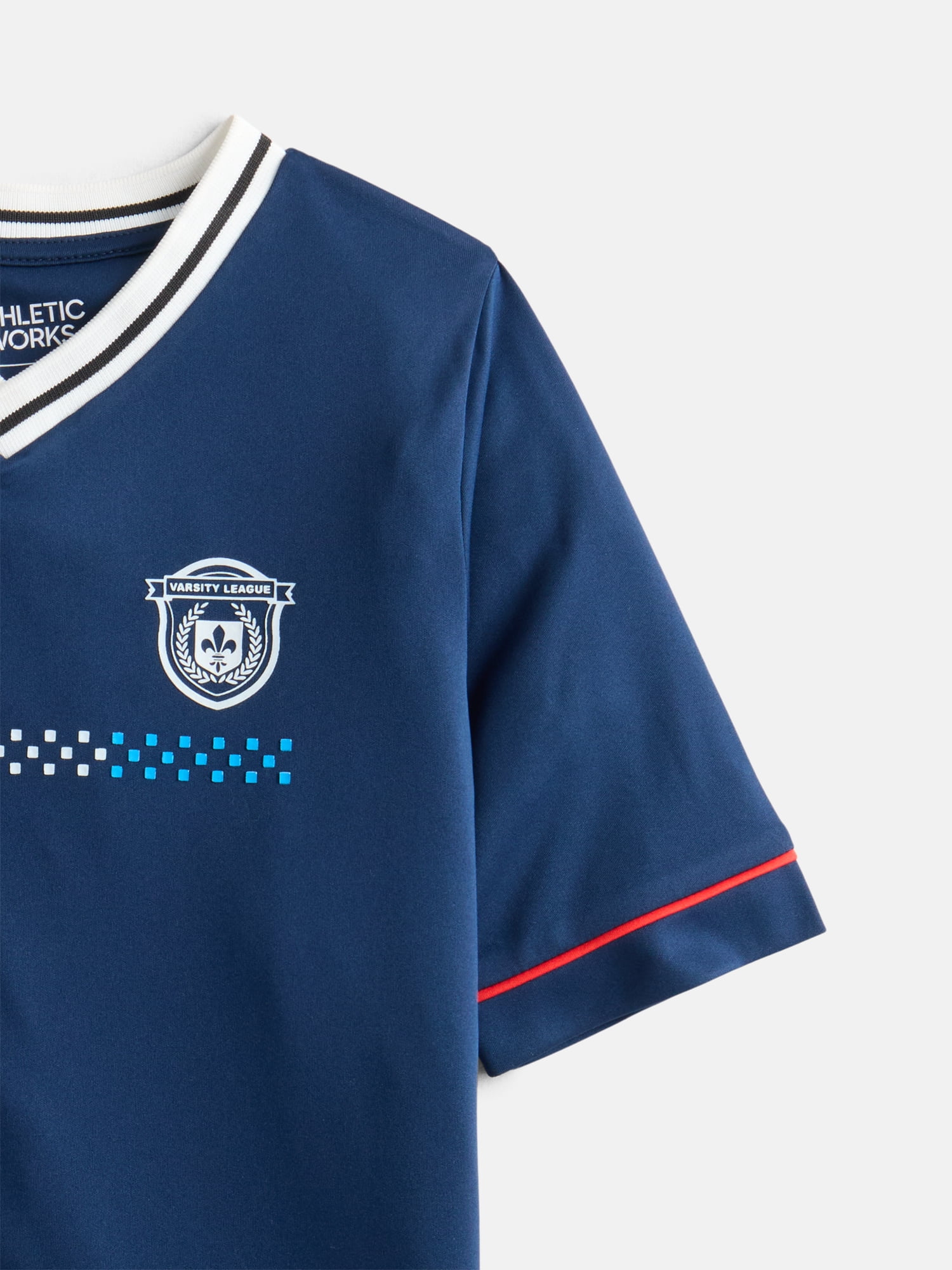 Athletic Works Boys Soccer Jersey Top with Short Sleeves, Sizes 4-18