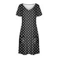 thumbnail image 4 of Xysaqa Women's Nightgown Short Sleeve Sleepshirts Lounge V Neck Sleepwear Casual Polka Dots Printed Pajama Dress Casual Summer Dresses S-2X, 4 of 8
