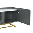 thumbnail image 3 of AESTTY Sleek Design TV Stand with Fluted Glass, Contemporary Entertainment Center for TVs Up to 70", Faux Marble Top TV Console Table with Gold Frame Base, Grey, 3 of 7