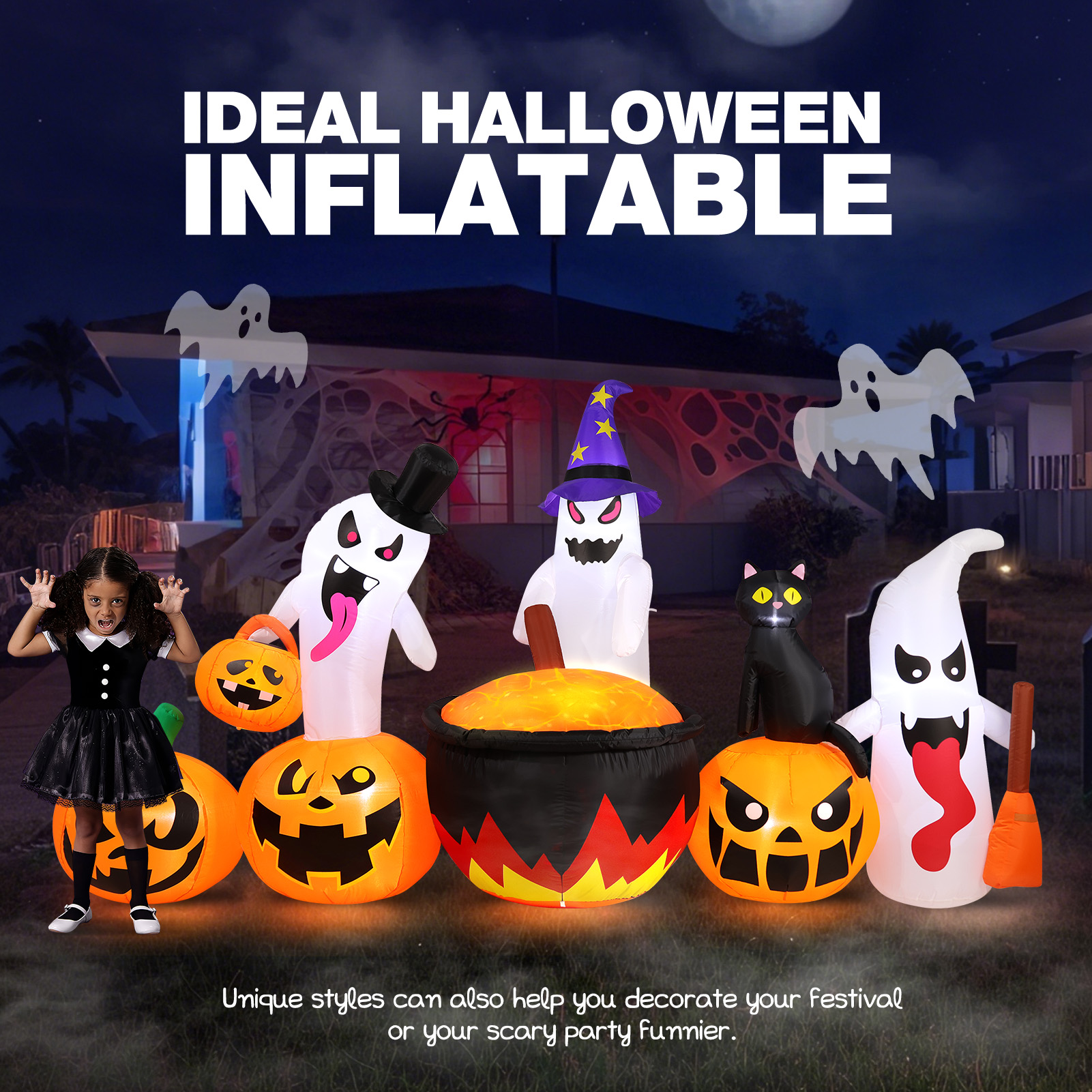 Ayieyill 8.5 Ft Halloween Inflatable Pumpkin Family with LED Lights photo 3