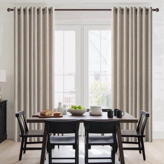 NICETOWN Linen Curtains 84 inch Length, Semi Sheer Linen Light Filtering Farmhouse Curtains Grommet Privacy Faux Linen Drapes for Living Room, 52"x84", Oatmeal, 2 Panels