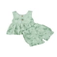 thumbnail image 1 of Bébé Fille Volants Imprimés à Fleurs Sans Manches Tops et Pantalons Courts 1-2 Ans, 1 of 7