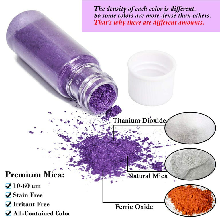 SEISSO Mica Powder Coloring Pigment for Epoxy Resin, Pearl Pigment Powder with Labeled Jar for Crafting, DIY Soap Making Supplies, Lip Gloss, Slime