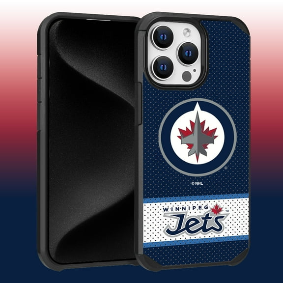 Apple iPhone 15 Pro Max (6.7) - NHL Licensed Winnepeg Jets Team Logo on Jersey Textured Dual Layer Case