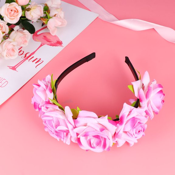 Niceauty 1Pc Pink Rose Hair Hoop Lightweight Creative Headband for Weddings and Special Occasions