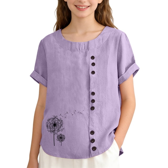 T-Shirts pour Garçons Filles Col Rond T-Shirts Graphiques Filles T-Shirts d'Été Garçon Pyjamas 5-6 Ans