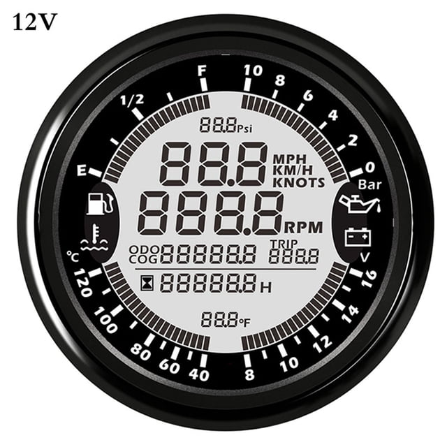 Marine Boat Digital GPS Speedometer Tachometer for Auto Motor 12V 24V Fuel Level Water temp 6 in 1 Multi-functional Gauge Meter ,Wide Applicability