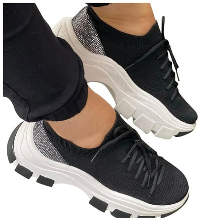 

Quealent Shoes For Women Women s Fashion Sneakers Vibration Height Increase Shoes Lightweight Comfortable Casual Skateboarding Walking Shoes Black 7