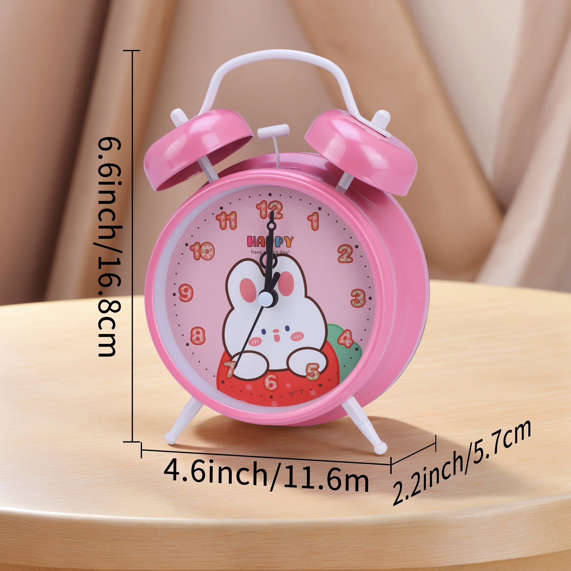Unique Bargains Cute Rabbit Pattern Alarm Clock Light Pink - Apple 4.6"L x 2.2"W x 6.6"H