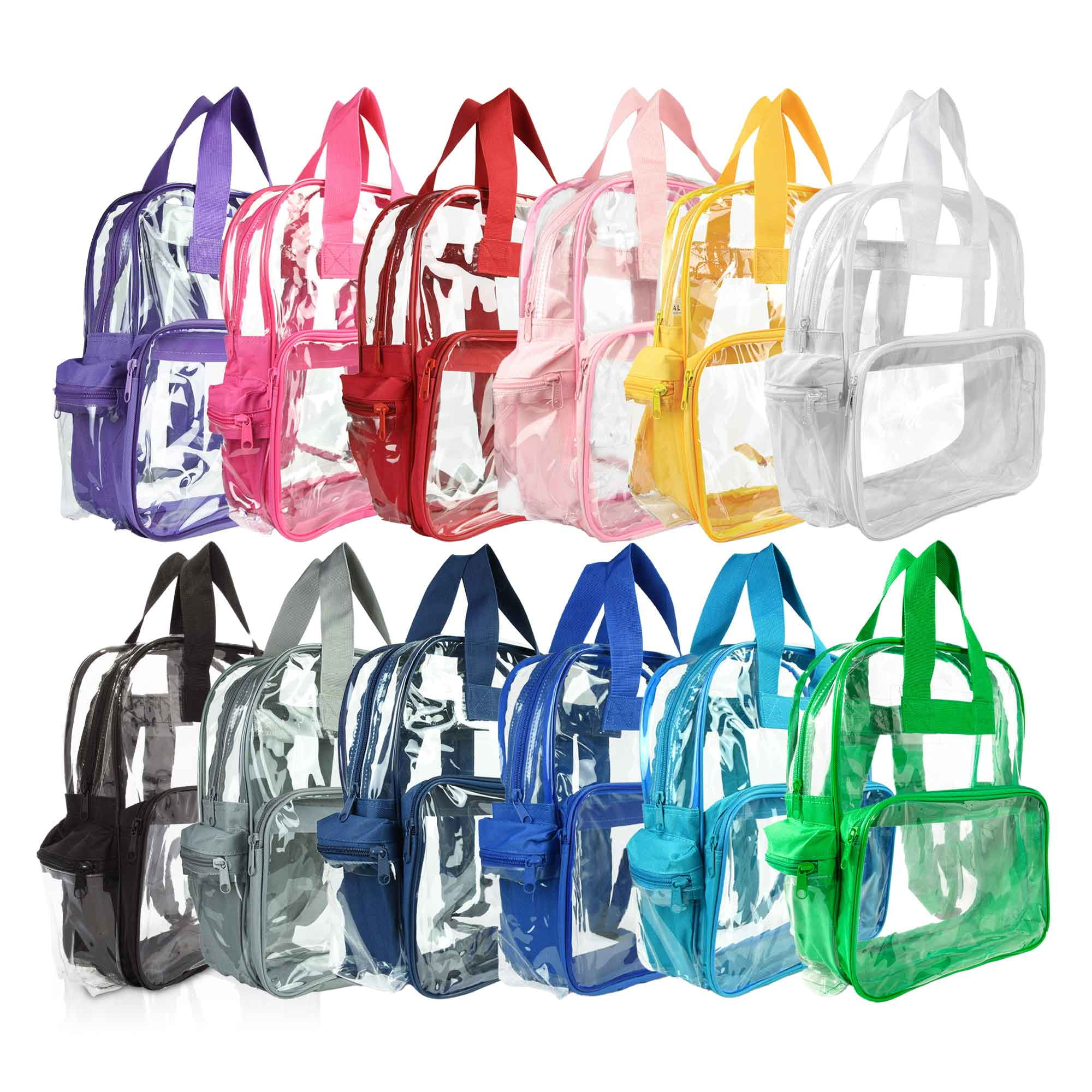 DALIX Clear Backpack for School Transparent Bags Bulk in Assorted