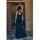 thumbnail image 2 of Vestido de dama de honor negro Sexy cuello redondo Halter vestido de fiesta de noche vestido de satén con abertura alta Spaghetti Club Wear personalizado, 2 of 5