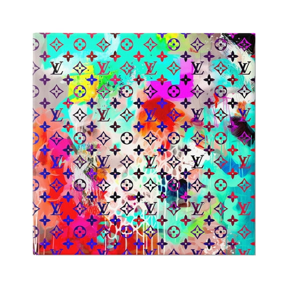 Stupell Industries Urban Glam Logo Pattern Abstract Painting Gallery Wrapped Canvas Print Wall Art, 17 x 17