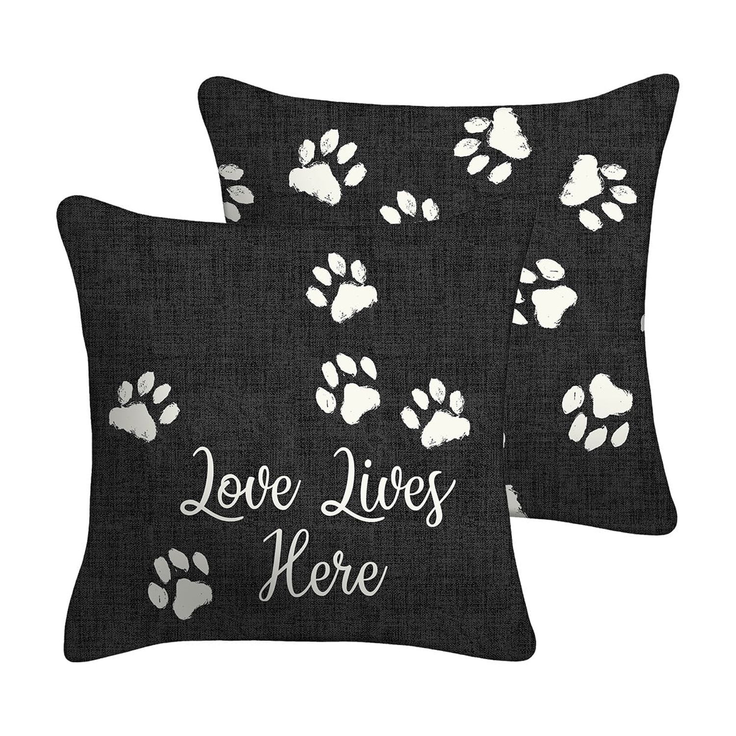 Mainstays 16" x 16" Love Lives Here Decorative Outdoor Throw Pillow, Black