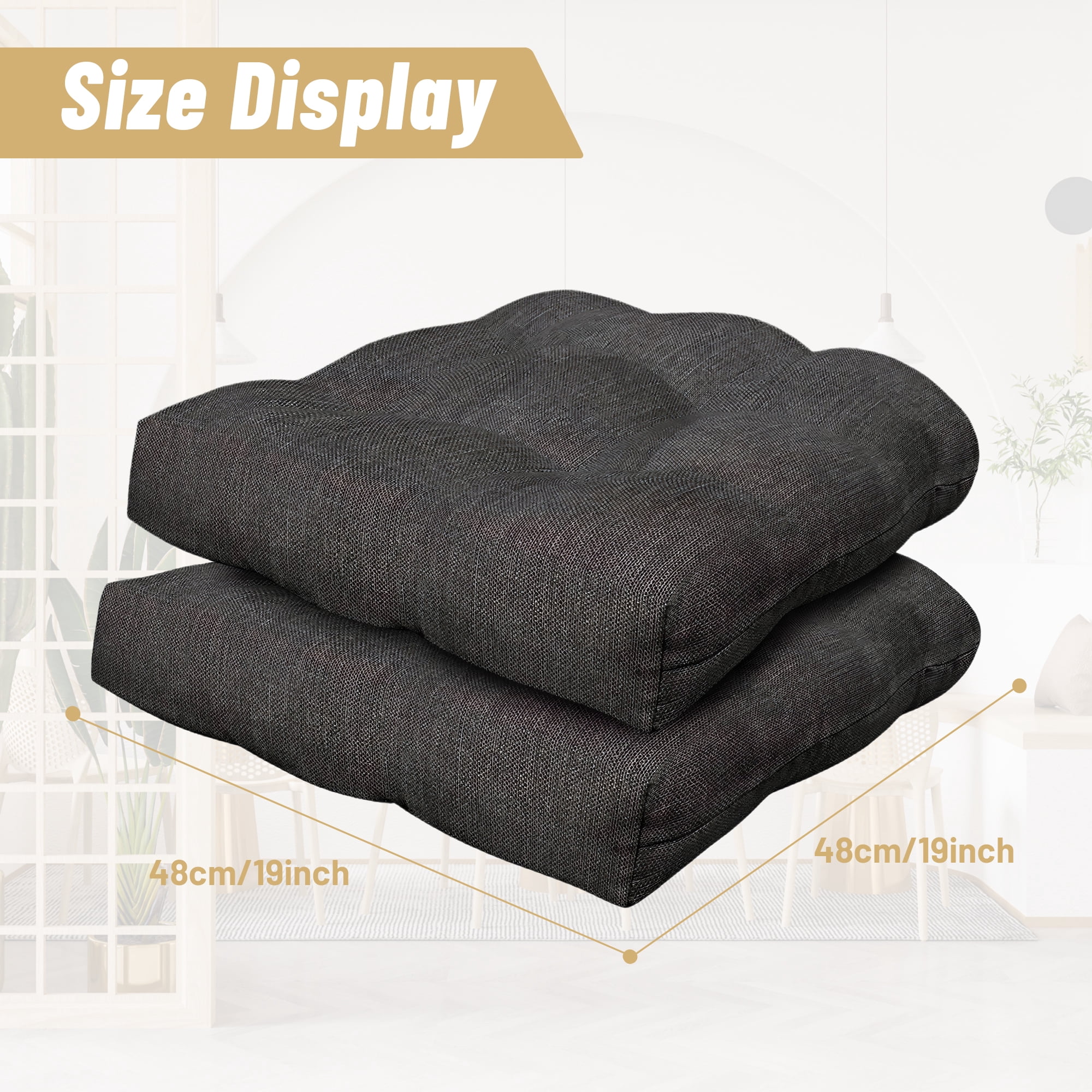 Memory Foam Chair Cushions Outdoor/Indoor Chair Pads for Dining Chairs Patio Furniture Chair Cushion Replacement Wicker Seat Cushion Dark Gray