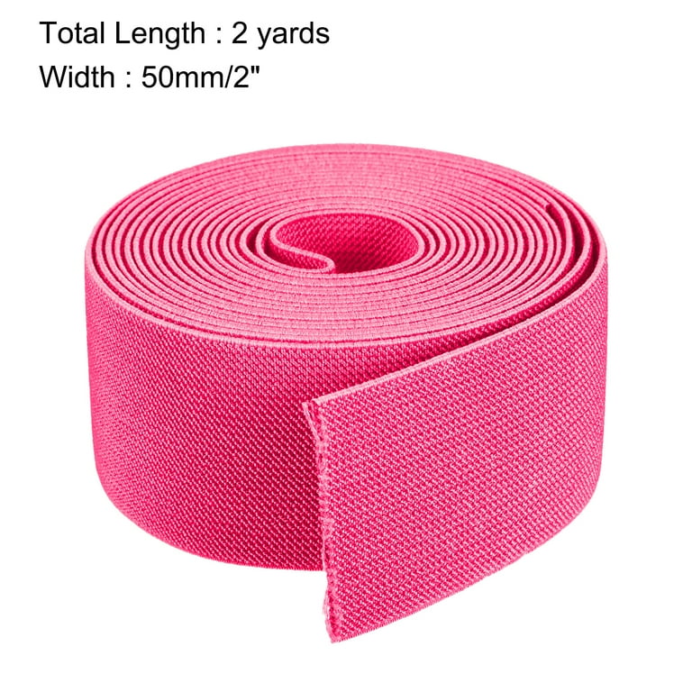 Twill Elastic Band Double Side 2 Flat 2 Yard 1 Roll Flat Elastic Ribbon  Cord Fluorescent Rose Red for Sewing, Waistband