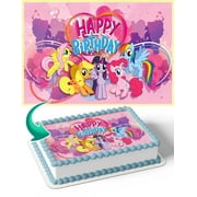 My Little Pony Cute Girls Edible Image Cake Topper Personalized Birthday Sheet Decal Banner 1/4 Sheet