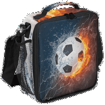 Fire & Water Soccer Print Insulated Lunch Bag
