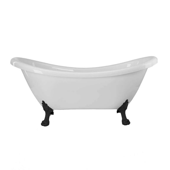Florence Acrylic Double Slipper Clawfoot Tub - No Faucet Drillings - Lion Paw Feet