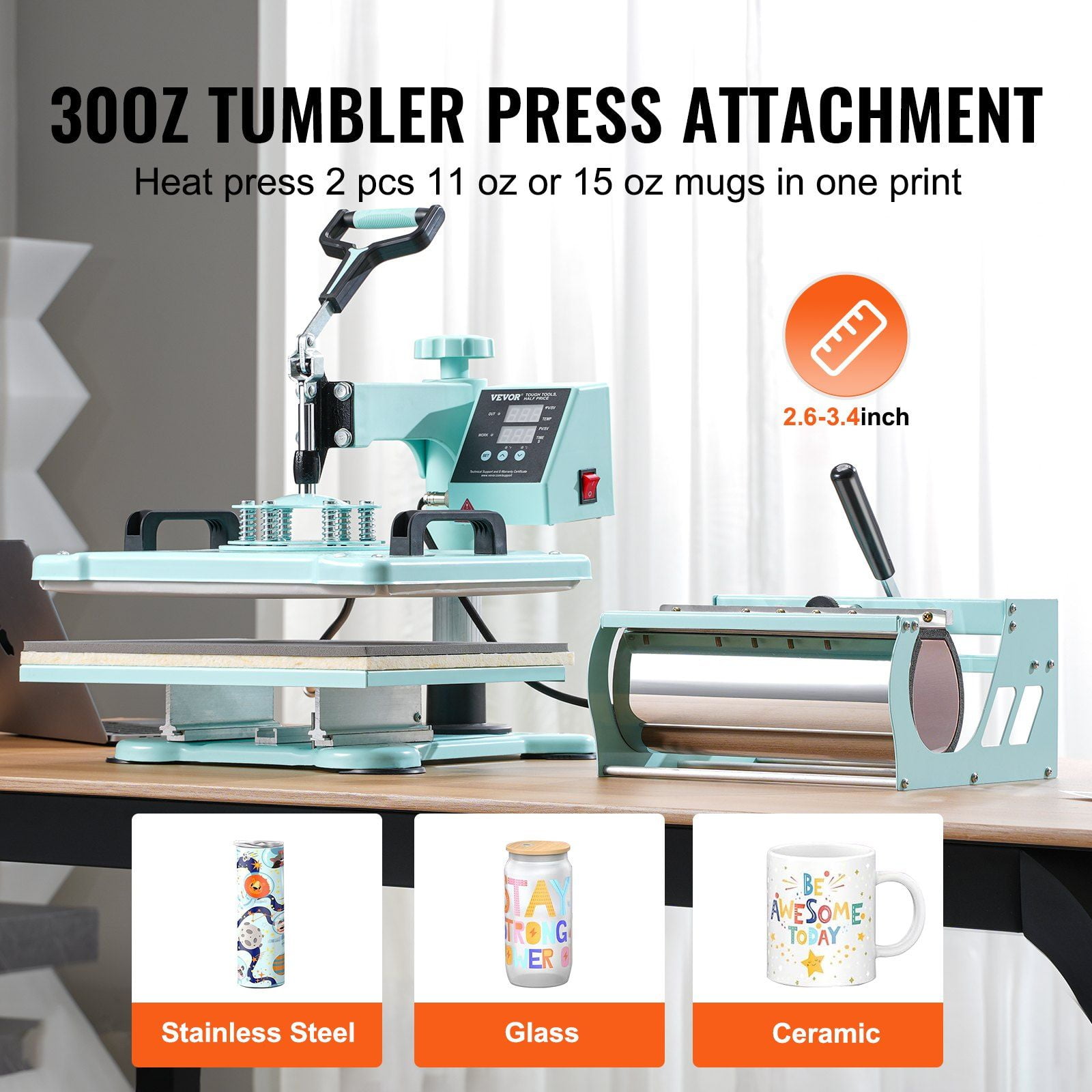 12x15 Inch 5-in-1 Heat Press for T-Shirts, 30oz Tumbler, Green Digital Transfer Machine