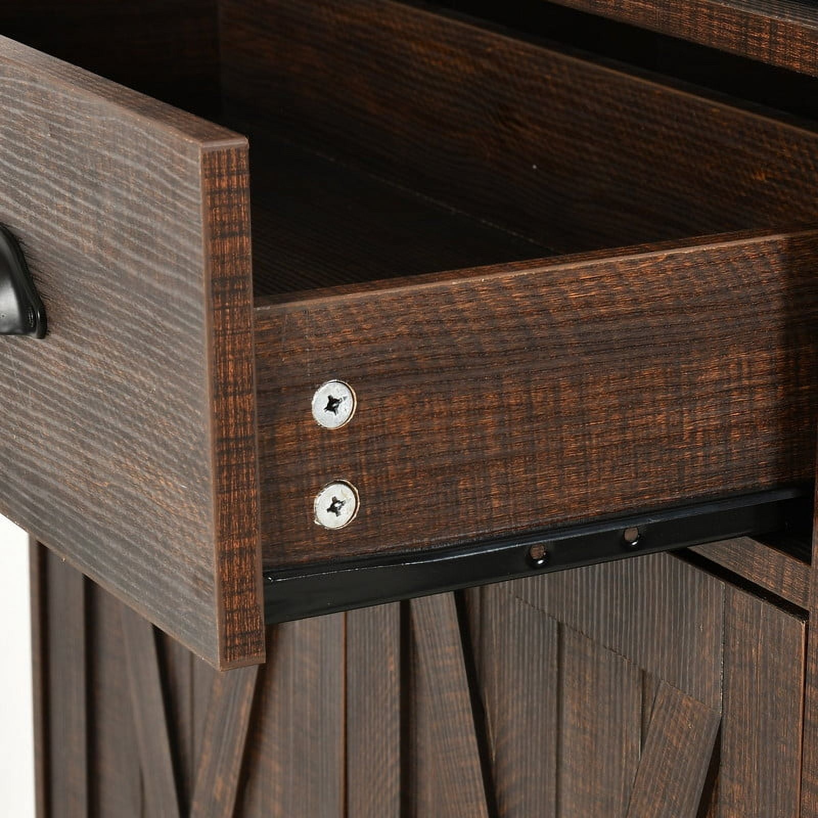 Uforic 71" Tall Farmhouse Kitchen Pantry Cabinet with Drawer and Adjustable Shelves, Brown Oak